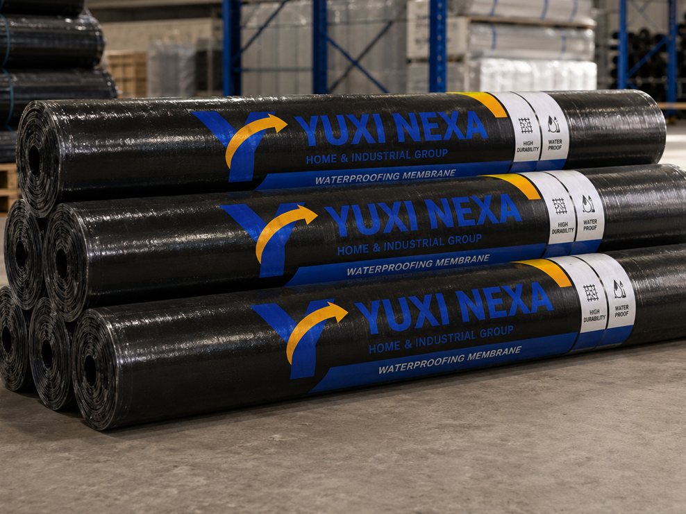 Rolls of Yuxi Nexa branded aluminium-foil waterproofing membrane
